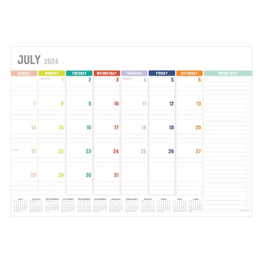 TF Publishing 2024-2025 Medium Rainbow Blocks Desk Pad Calendar